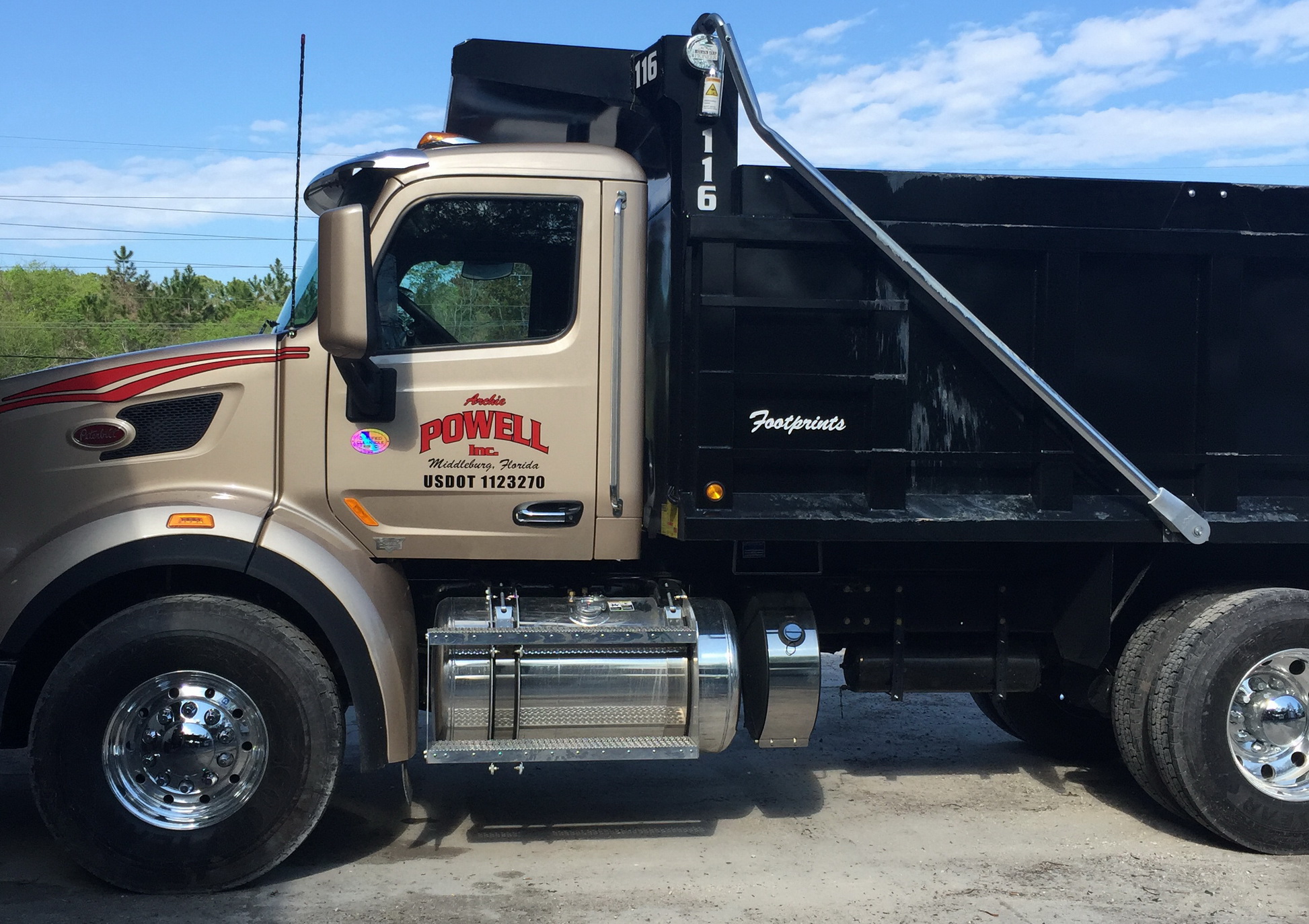 Archie Powell Inc. dump truck close-up